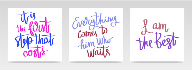 Inspirational quotes letter typography set illustration.