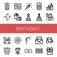 birthday simple icons set
