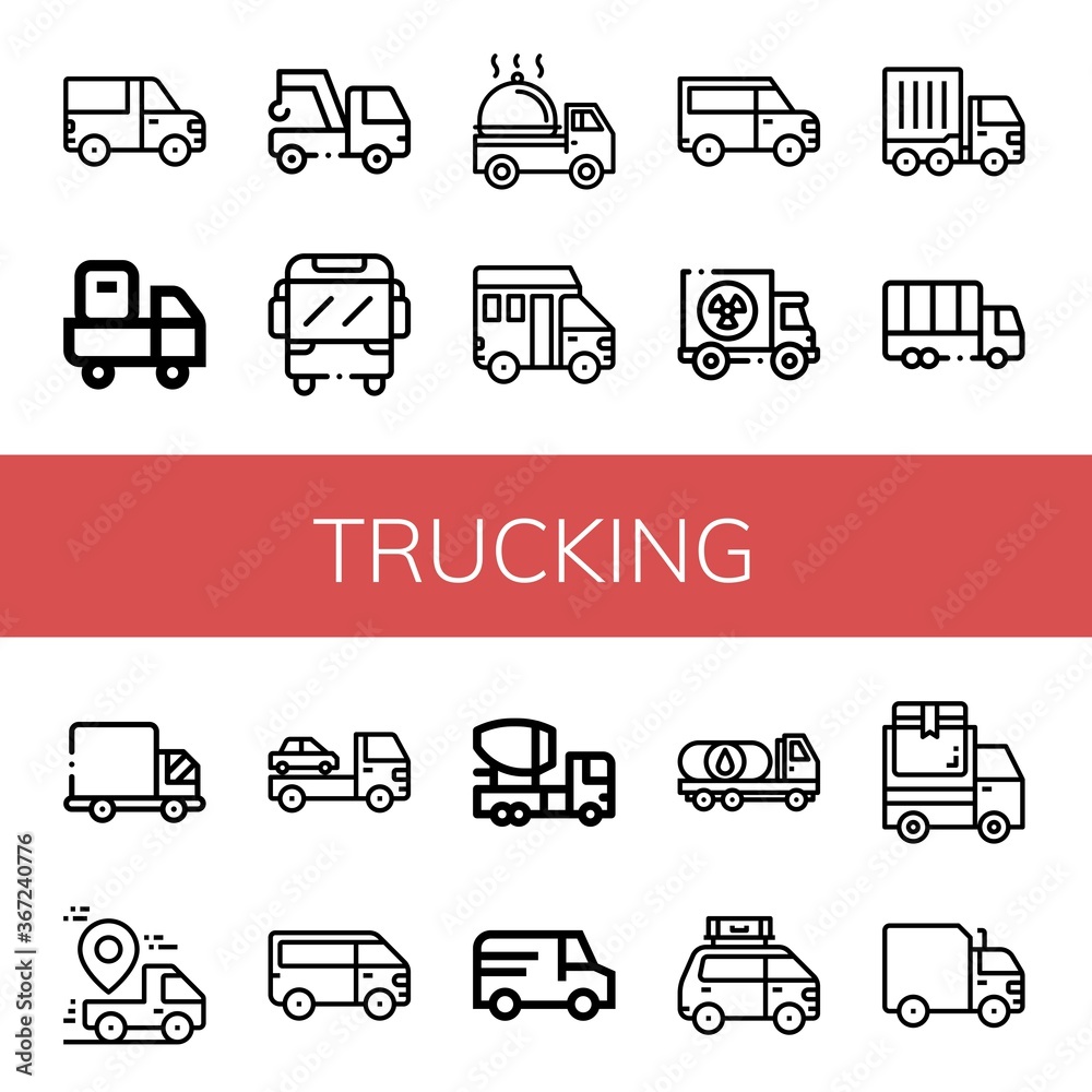 Wall mural set of trucking icons