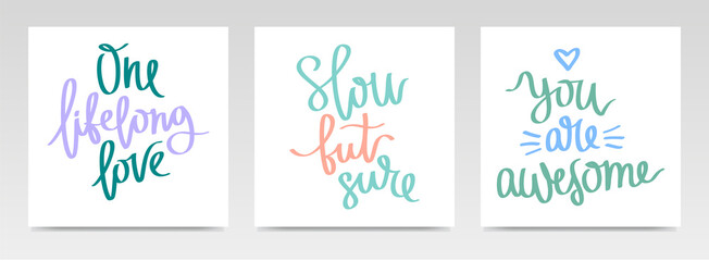 Inspirational quotes letter typography set illustration.