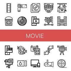 movie simple icons set