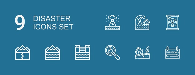 Editable 9 disaster icons for web and mobile