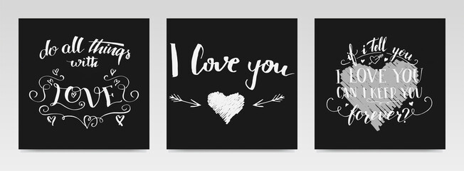Valentine quotes letter typography set illustration.
