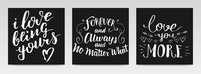 Naklejka premium Valentine quotes letter typography set illustration.