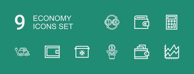 Editable 9 economy icons for web and mobile
