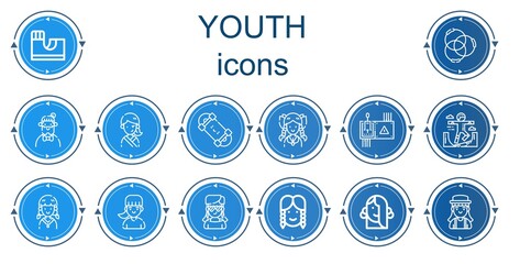 Editable 14 youth icons for web and mobile