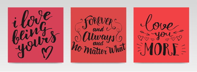 Naklejka premium Valentine quotes letter typography set illustration.