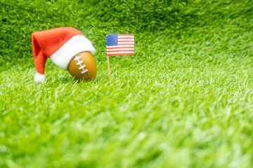 Golfer Christmas Holiday with Snowman with golf ball on green grass