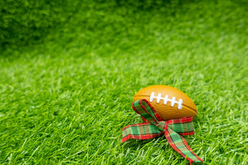 Golfer Christmas Holiday with Snowman with golf ball on green grass