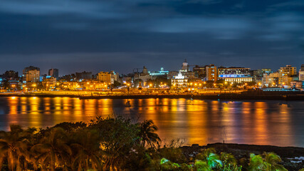 Night over Havana Cuba. The vibrant capital at night.