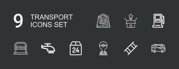 Editable 9 transport icons for web and mobile