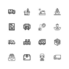 Editable 16 delivering icons for web and mobile