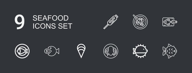 Editable 9 seafood icons for web and mobile © Nadir