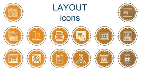 Editable 14 layout icons for web and mobile
