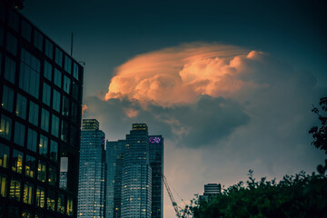 Big cloud over skyscrapers in New York City