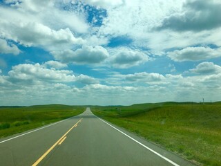 Open road on highway during road trip through rural America