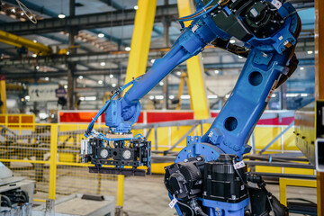 robot arm working in factory