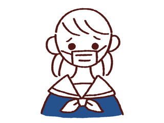 悲しい顔をする女の子 マスク着用