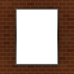 blank frame template for image or photo with brick background vector