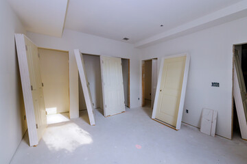 Waiting preparation installing interior doors for room remodeling material new home