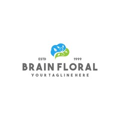 Creative brain floral logo design