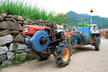 Fototapeta premium cultivator. Farm village in Goryeong-gun, South Korea. 