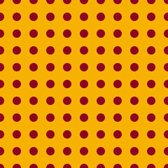 Red Dots on Yellow background. Seamless design pattern. Vector illustration pattern for fabric, textile, gift wrapping, background, wallpaper, bullet journal, scrapbooking 
