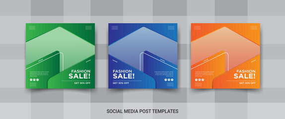 Set of fashion sale social media templates design for promotion 