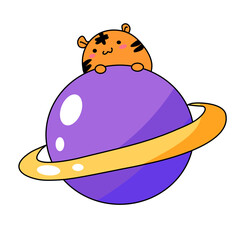 vector illustration of tiger with saturn