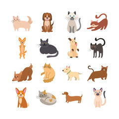 Obraz na płótnie Canvas bundle of cats and dogs set icons