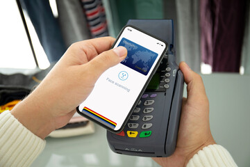 man payment purchase for phone and pay pass online terminal.