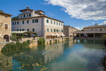 In the ancient resort of Bagno Vignoni on a sunny September day. Italy