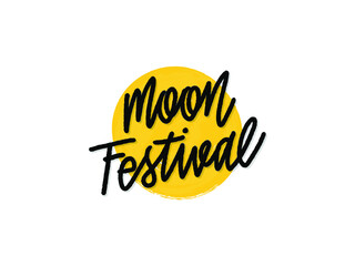 Moon festival. Hand written lettering isolated on white background.Vector template for poster, social network, banner, cards.