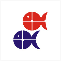 Simple Fish logo design icon illustration with color 