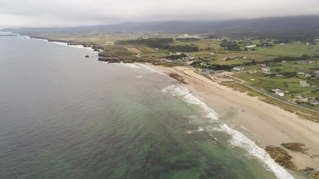 Aerial view of beautiful  beach in Galicia,Spain. Drone Video