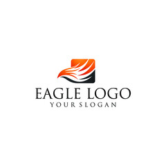 Eagle vector logo design a positive space template. Creative Falcon Hawk in the circle of icons of the Logotype concept.