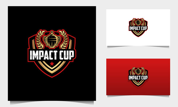 Shield Mascot Tournament Cup logo Design Vector