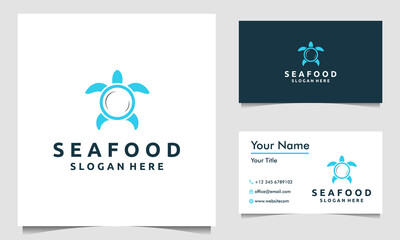 illustration of a turtle and a plate as a restaurant logo design vector