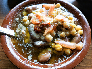 vegetarian soup with olive oil, vegetable and bean with Mediterranean style 