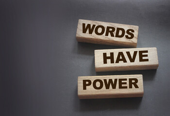 Words have power text on wooden blocks. Education business concept
