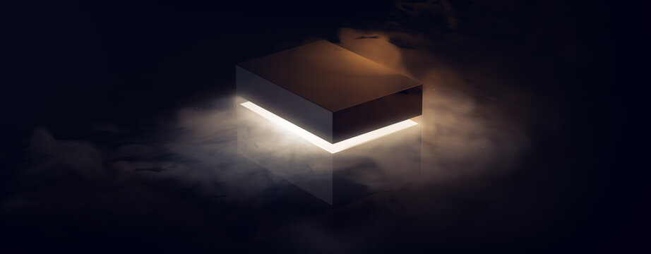mysterious pandora box opening with rays of light, high contrast image, ( 3D Rendering, illustration )
