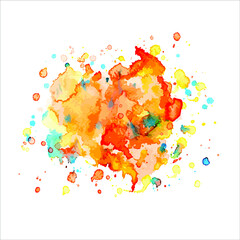 Vector colorful splash of paint watercolor on white.