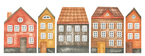 Set of brown houses