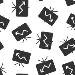 Growth diagram icon in flat style. Finance chart vector illustration on white isolated background. Arrow up seamless pattern business concept.