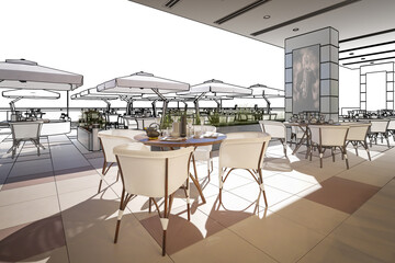 Outdoor Terrace Bar & Restaurant (project) - 3d visualization