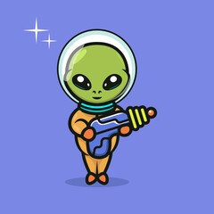 Cute space alien mascot design illustration