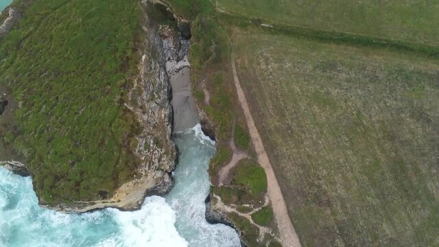 Beautiful beach in Galicia,Spain. Aerial Drone Video