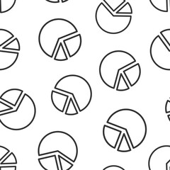 Chart icon in flat style. Diagram vector illustration on white isolated background. Statistics seamless pattern business concept.