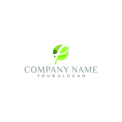 Eco green P logotype for company. Colorful eco clean multi layered logotype design. Leaf symbol in original style. Best for branding and identity for ecological companies

