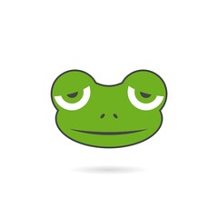 Cartoon frog face icon with shadow